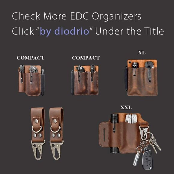 EDC Leather Key Ring Keychain Holder Belt Loop, Heavy Duty Belt Clip Key Fob Hol - Picture 6 of 7